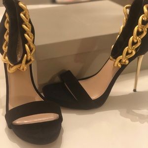 Carvela Black Open Toe Spiked Heel